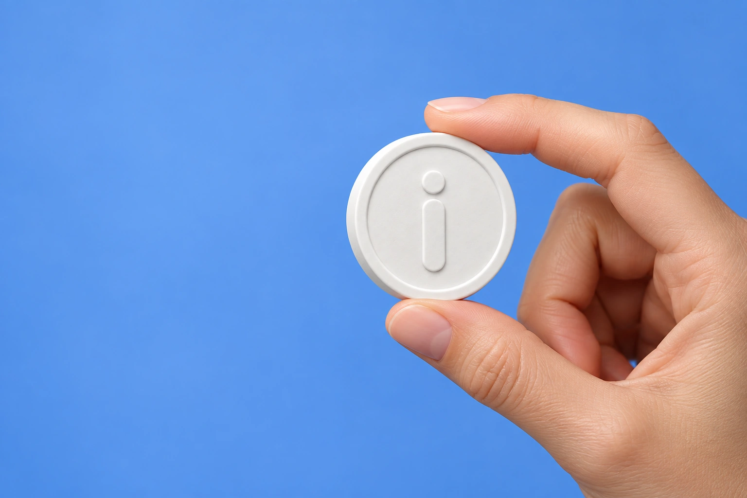 Original Ceramic White iCoin held between two fingers